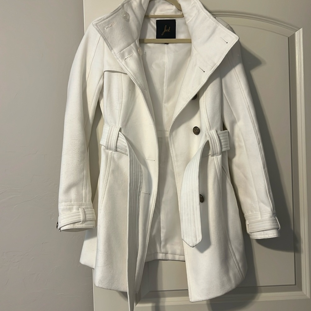 White Military Style Pea Coat, Good Condition, Size Medium.